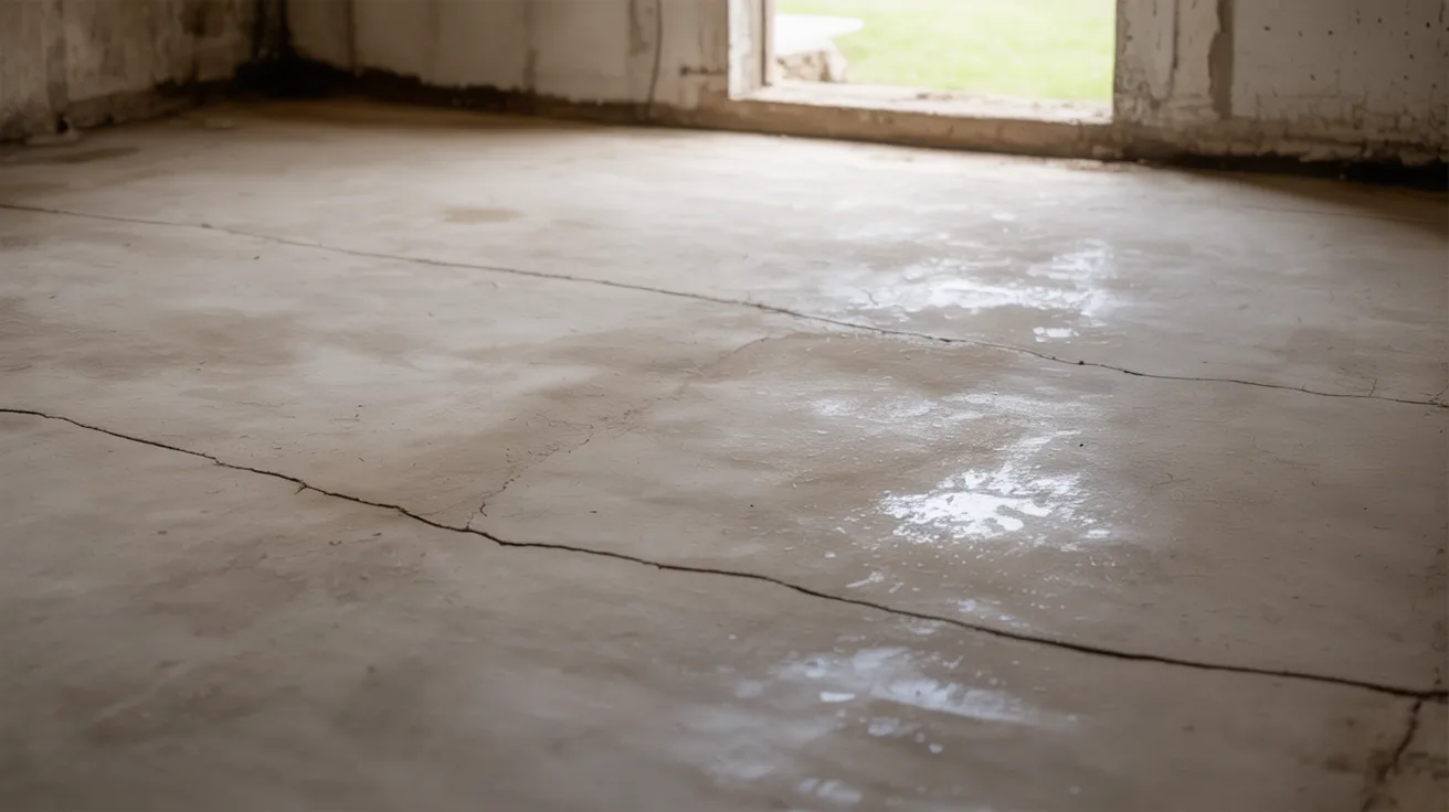 Basement floor with small natural cracks being inspected for repair cost guide.