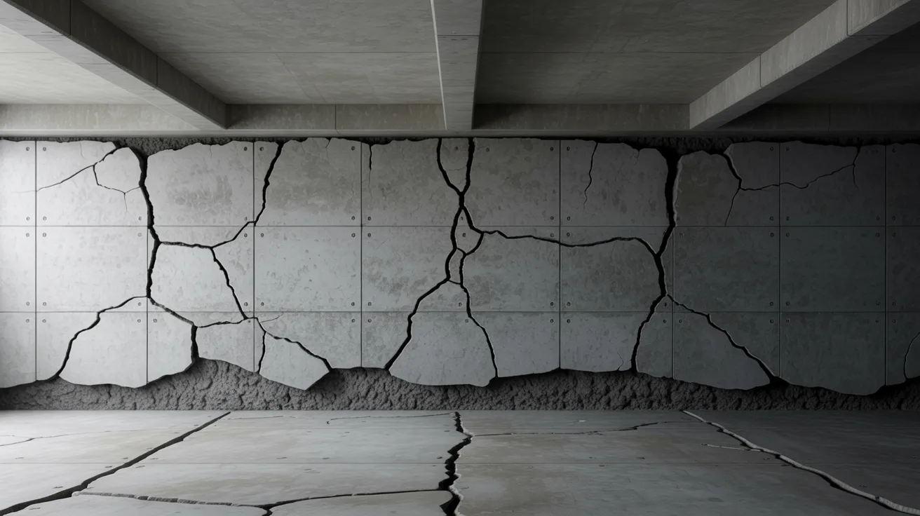 Cracks in basement walls and flooring allowing moisture to enter the foundation.