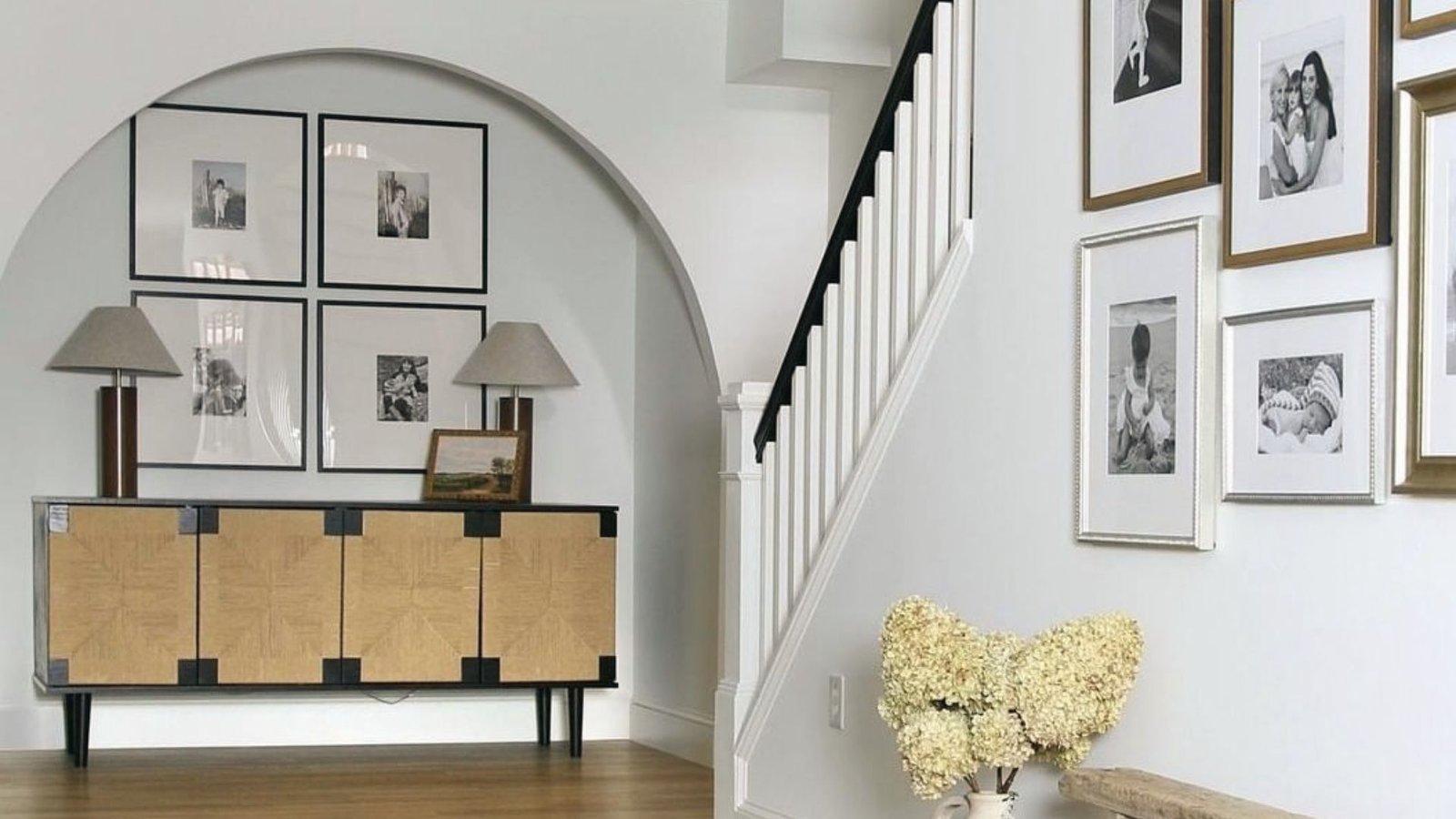 A basement gallery wall enhancing the look.