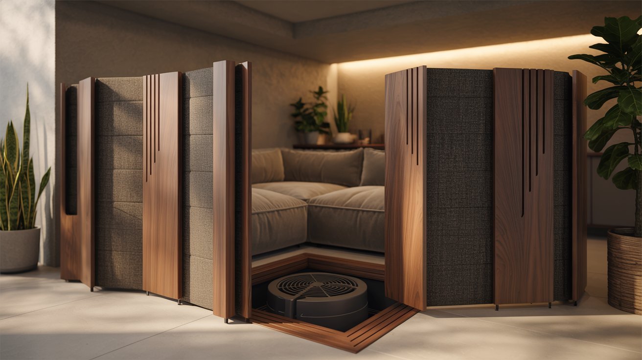 Acoustic Panels to Reduce Noise and Conceal the Pump for a fine and comforting finish.