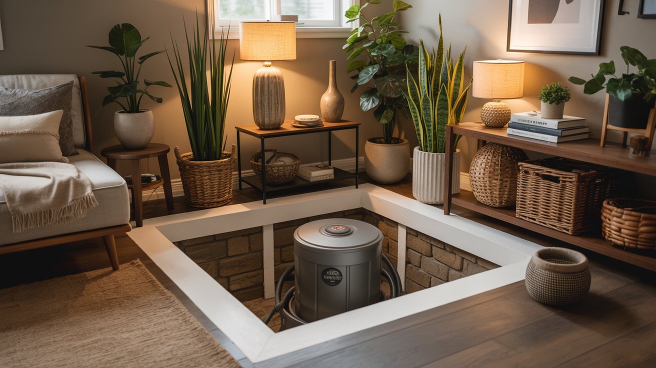 Hiding the Area With Plants and Small Furniture
