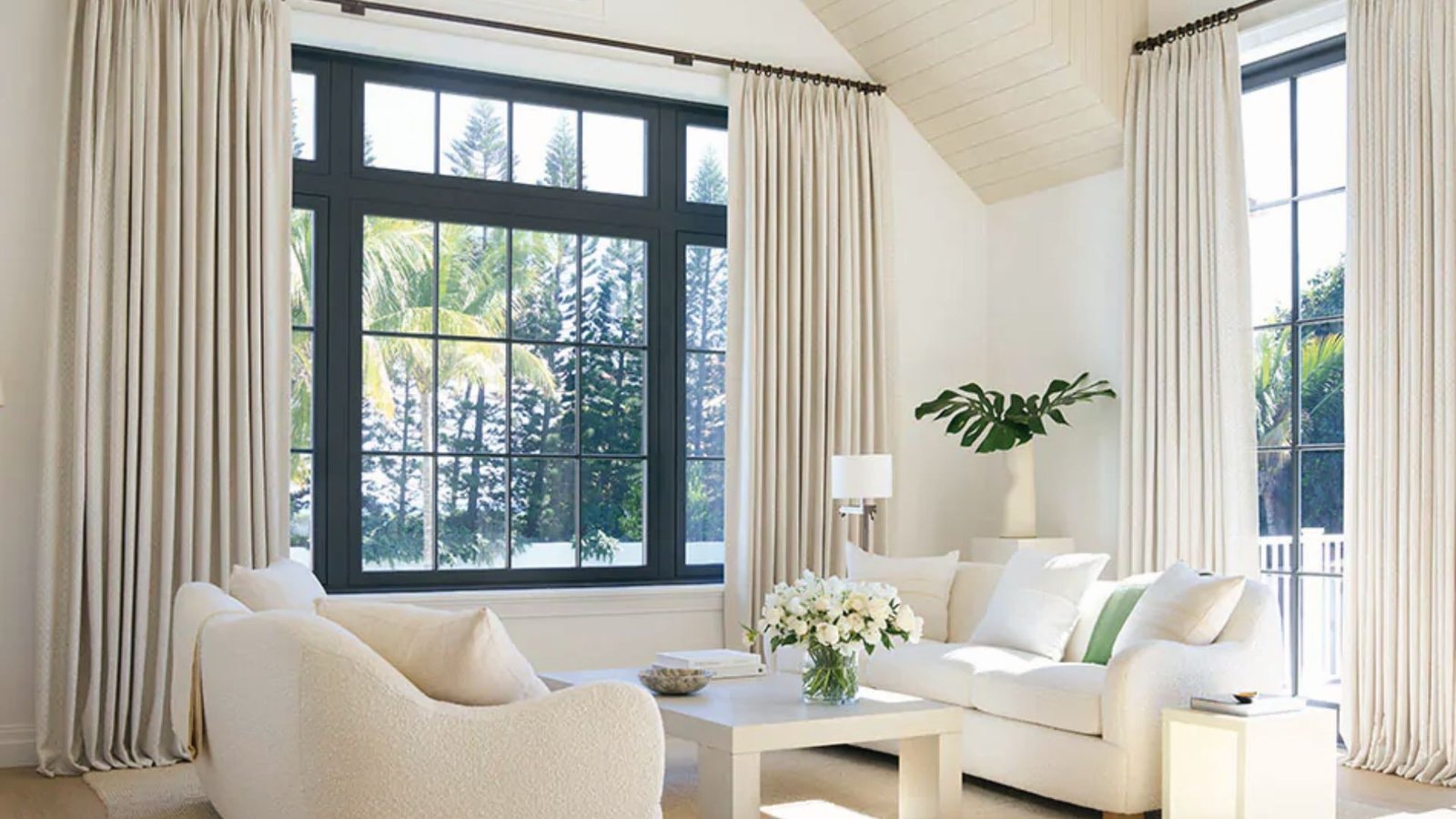 Hanging white Floor-to-Ceiling Curtains for Softness
